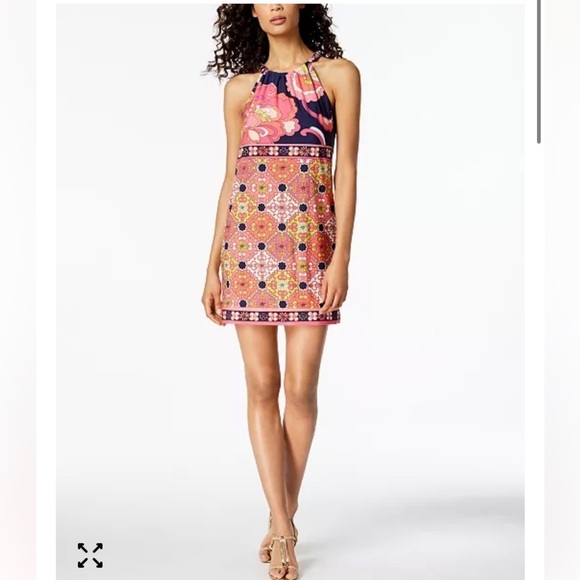 Trina Turk Dresses & Skirts - Trina Turk Colorful Vacaciones Printed Halter Dress Size 8 Vacation Swing Dress